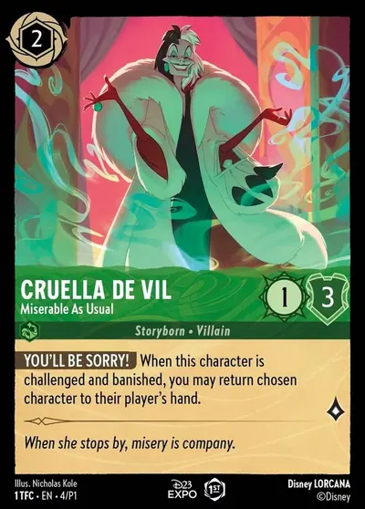 Cruella De Vil – Miserable as Usual – Disney Lorcana 卡牌圖片