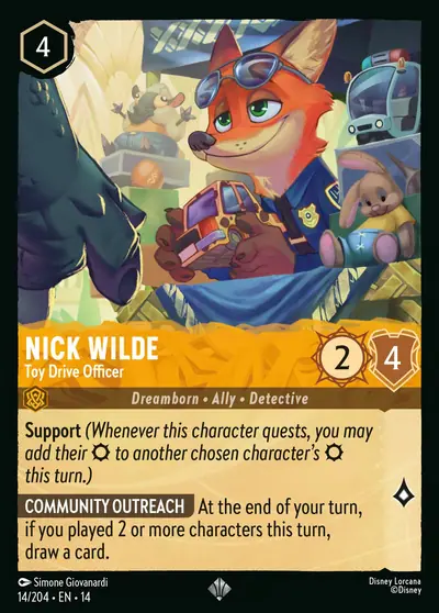Nick Wilde – Toy Drive Officer – Disney Lorcana 卡牌圖片