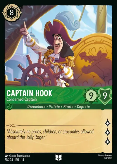 Captain Hook – Concerned Captain – Disney Lorcana 卡牌圖片