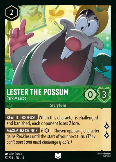 Lester the Possum – Park Mascot – Disney Lorcana 卡牌圖片