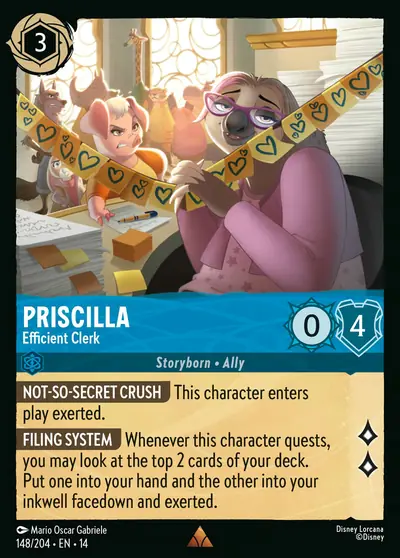 Priscilla – Efficient Clerk – Disney Lorcana 卡牌圖片