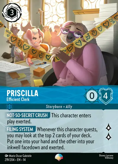 Priscilla – Efficient Clerk – Disney Lorcana 卡牌圖片